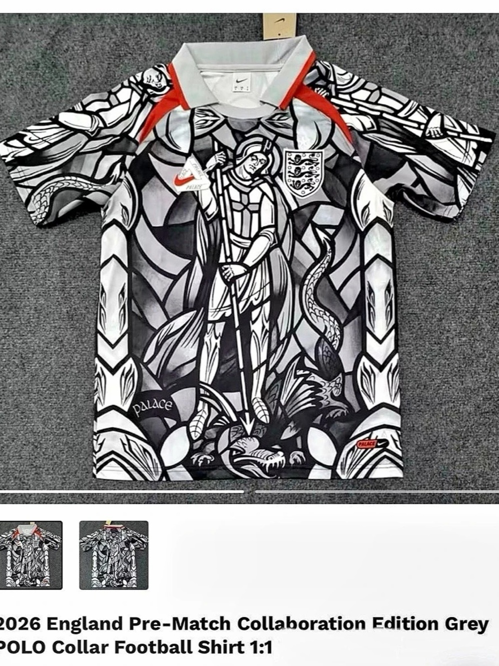 Nike England Pre-Match Collaboration Edition Men's Geometric Jersey Gray XL NWT